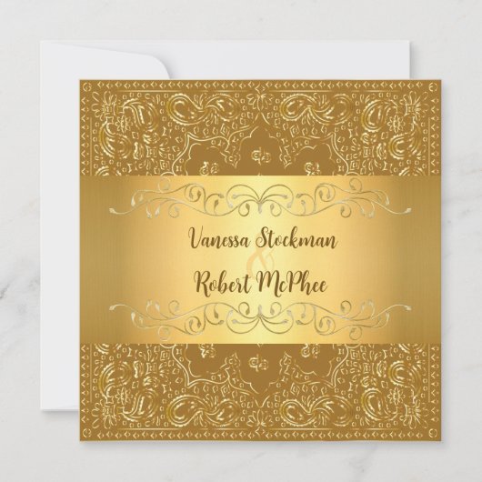 ゴールデンエレガント結婚式招待状 招待状 (正面)