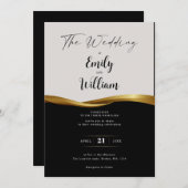 ゴールデンエレガント結婚式招待状 招待状 (正面/裏面)