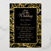 ゴールデンエレガント葉ズブラック 箔招待状 (正面)