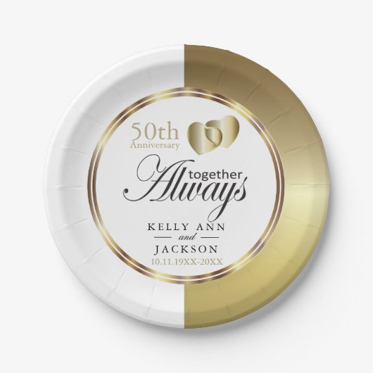 ゴールデンエレガント50thハートデザイン ペーパープレート (正面)