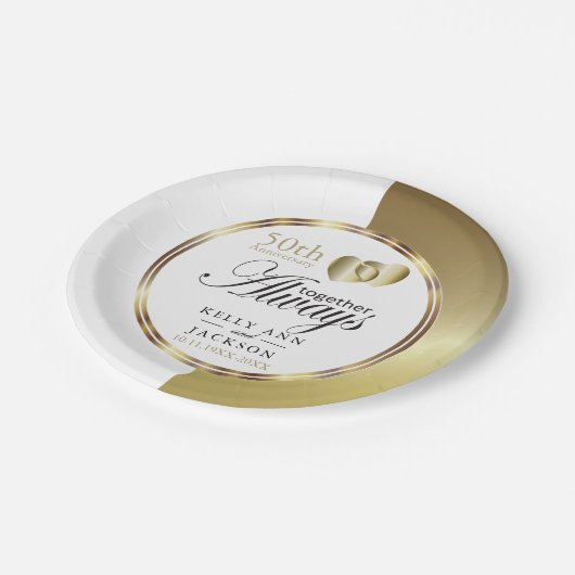 ゴールデンエレガント50thハートデザイン ペーパープレート (アングル)