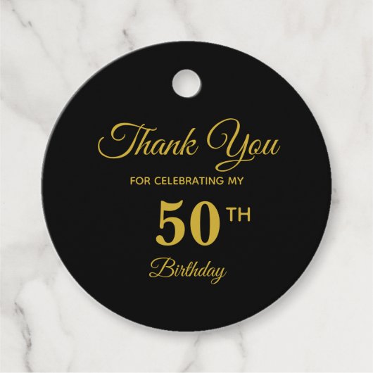 ゴールデンエレガント50th誕生日サンキューメッセージカード フェイバータグ (正面)