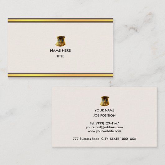 ゴールデンエレガント&ブラウンベージュストライプズ 名刺 (正面/裏面)