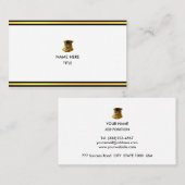 ゴールデンエレガント&ブラックストライプオンホワイト 名刺 (正面/裏面)