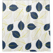 ゴールデンエレガント&ブルーリーフ | 植物模様 シャワーカーテン (正面)