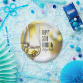 ゴールデンエレガント《写真》ぼけ味55誕生日ワイングラス ペーパープレート (パーティー)