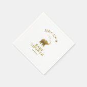 ゴールデンエレファントホワイトベビーシャワー スタンダードカクテルナプキン (角)