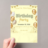 ゴールデンエレメント 誕生日 アクリル招待状 (インサイチュ (ポータブル))