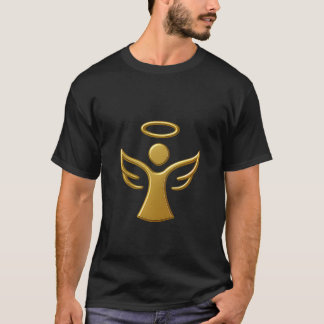 ゴールデンエンジェルエンブレム - シンプルなラグジュアリーメンズTシャツ Tシャツ