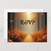 ゴールデンエンバー秋のウッドランド散歩 インビテーションポストカード (正面/裏面)