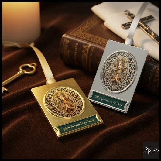 ゴールデンオシャスヴァージンメアリー ゴールドプレートバナーオーナメント