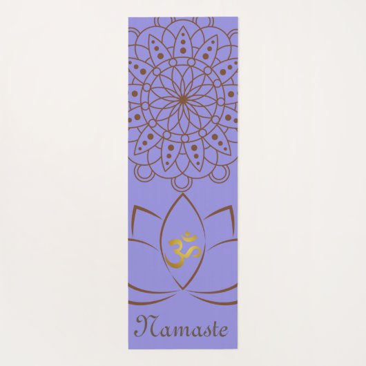 ゴールデンオムロータスマンダラ+あなたの名前スピリチュアル ヨガマット (裏面)