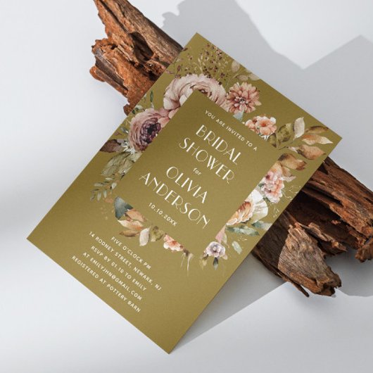 ゴールデンオリーブブライダルシャワー | ボホ素朴ガーデン 招待状