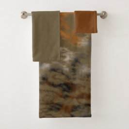 ゴールデンオリーブ抽象芸術 バスタオルセット