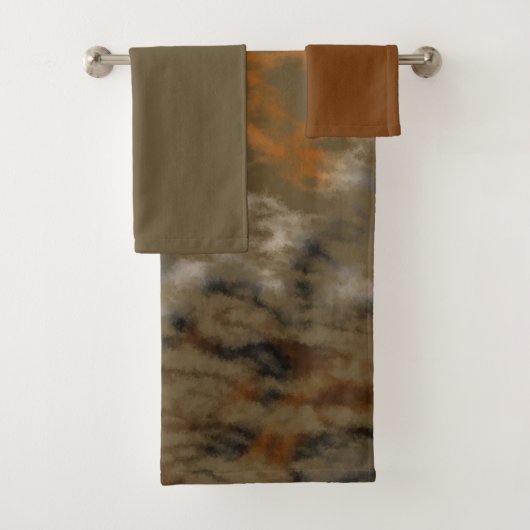 ゴールデンオリーブ抽象芸術 バスタオルセット (インサイチュ)