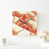 ゴールデンオレンジからベージュ、極端に粗いデジタル化 スクエア壁時計 (ホーム)