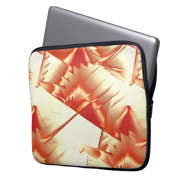 ゴールデンオレンジからベージュ、極端に粗いデジタル化 ラップトップスリーブ (正面左)