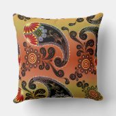 ゴールデンオレンジアンドブラックペイズリー装飾用クッション クッション (裏面)