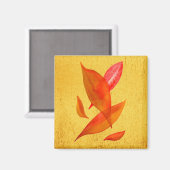 ゴールデンオレンジオータム秋リーフモダンアート マグネット (正面/裏面)