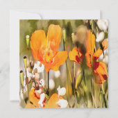 ゴールデンオレンジカリフォルニアポピーアクリル絵画ズ 招待状 (正面)