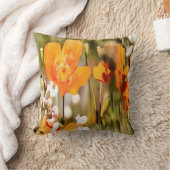 ゴールデンオレンジカリフォルニアポピー絵画アクリル クッション (ブランケット)