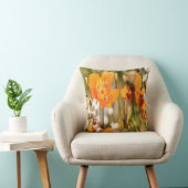 ゴールデンオレンジカリフォルニアポピー絵画アクリル クッション (椅子)