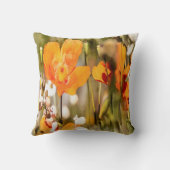 ゴールデンオレンジカリフォルニアポピー絵画アクリル クッション (裏面)