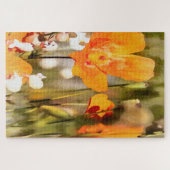 ゴールデンオレンジカリフォルニアポピー絵画アクリル ジグソーパズル (横)