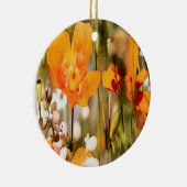 ゴールデンオレンジカリフォルニアポピー絵画アクリル セラミックオーナメント (右)