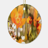 ゴールデンオレンジカリフォルニアポピー絵画アクリル セラミックオーナメント (左)