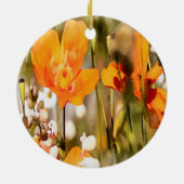 ゴールデンオレンジカリフォルニアポピー絵画アクリル セラミックオーナメント (裏面)