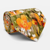 ゴールデンオレンジカリフォルニアポピー絵画アクリル ネクタイ (ロール)