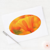 ゴールデンオレンジカリフォルニアポピー「オレンジの国」 楕円形シール (封筒)