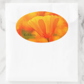 ゴールデンオレンジカリフォルニアポピー「オレンジの国」 楕円形シール (バッグ)