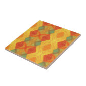 ゴールデンオレンジティール（緑がかった色）ダイヤモンド幾何学的デザイン子猫 タイル (側面)