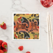 ゴールデンオレンジペイズリーパターンナプキンス スタンダードカクテルナプキン (インサイチュ)