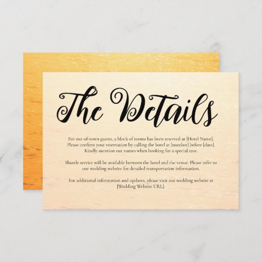 ゴールデンオレンジ色の夏結婚の波 エンクロージャーカード (正面/裏面)