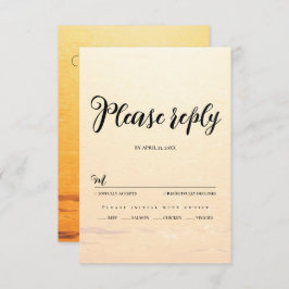 ゴールデンオレンジ色の夏結婚の波 出欠カード