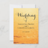 ゴールデンオレンジ色の夏結婚の波 出欠カード (裏面)