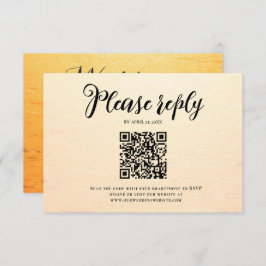 ゴールデンオレンジ色の夏結婚の波 出欠カード