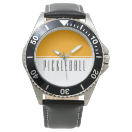ゴールデンオレンジ ホワイト カラー ブロック PICKLEBALL テキスト 腕時計