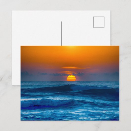 ゴールデンオーシャンの夕日風景はがき ポストカード (正面/裏面)