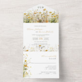 ゴールデンオータムウォーターカラーワイルドフラワー秋の結婚式 オールインワン招待状 (内側)