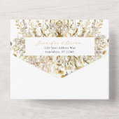 ゴールデンオータムウォーターカラーワイルドフラワー秋の結婚式 オールインワン招待状 (裏面)