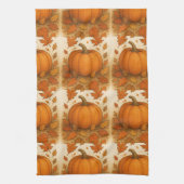 ゴールデンオータムカボチャと落下離れする キッチンタオル (縦)