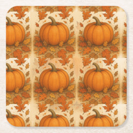 ゴールデンオータムカボチャと落下離れする スクエアペーパーコースター