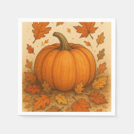 ゴールデンオータムカボチャと落下離れする スタンダードカクテルナプキン