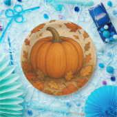 ゴールデンオータムカボチャと落下離れする ペーパープレート (パーティー)