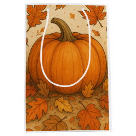 ゴールデンオータムカボチャと落下離れする ミディアムペーパーバッグ