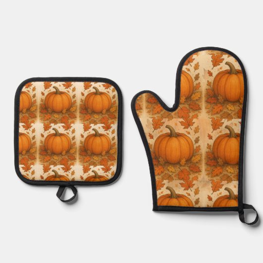 ゴールデンオータムカボチャと落下離れする 鍋つかみ&鍋敷きセット (正面)